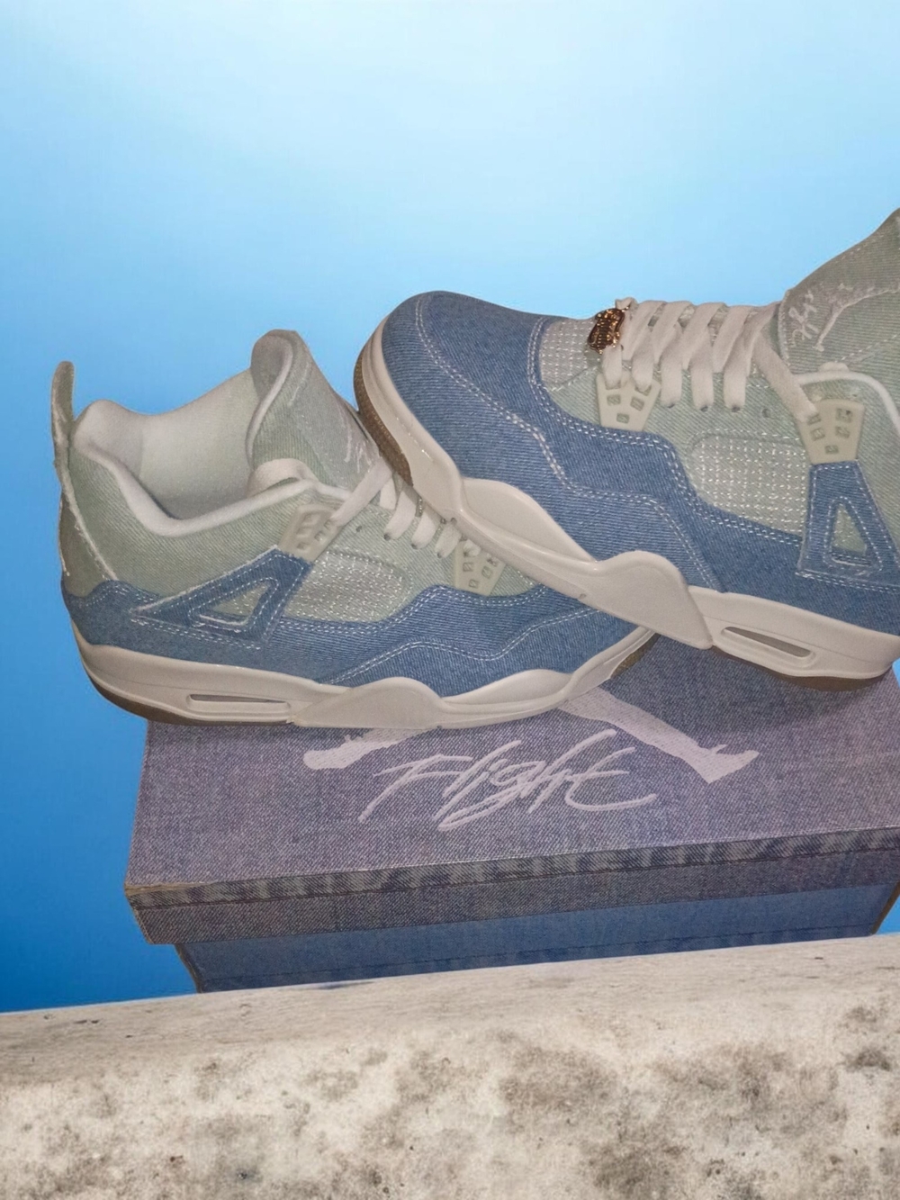Jordan Retro 4 Denim Light Blue White Sneakers